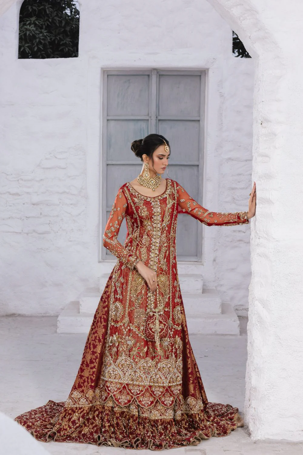 Red Bridal Farshi Sharara (SBM-7) - Image 3
